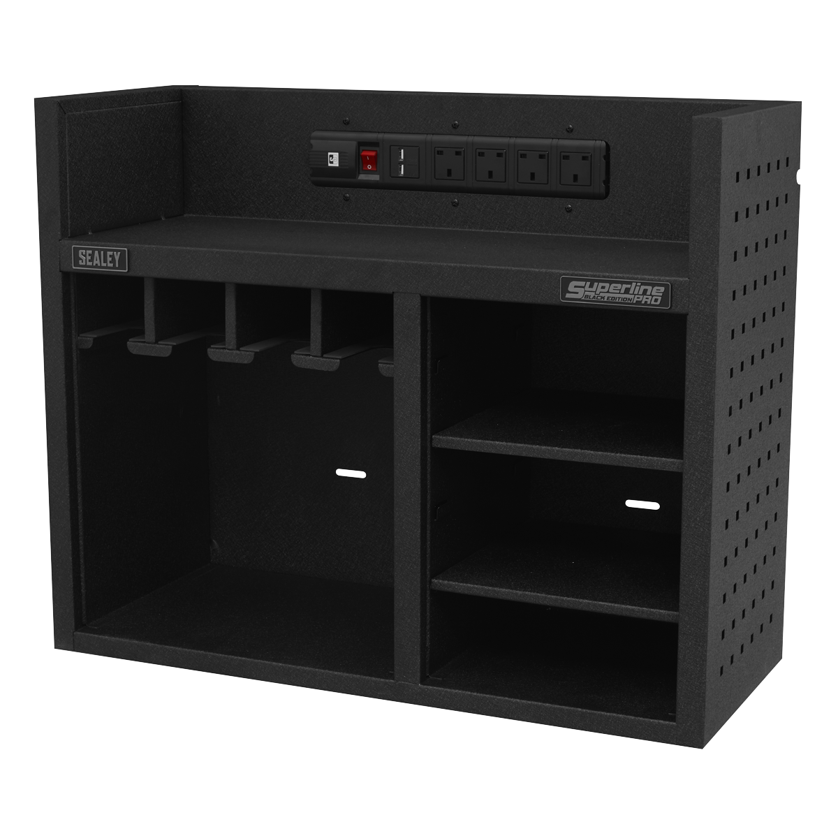Sealey 760mm Power Tool Storage Rack With Power Strip Tool Organiser AP30SRBE
