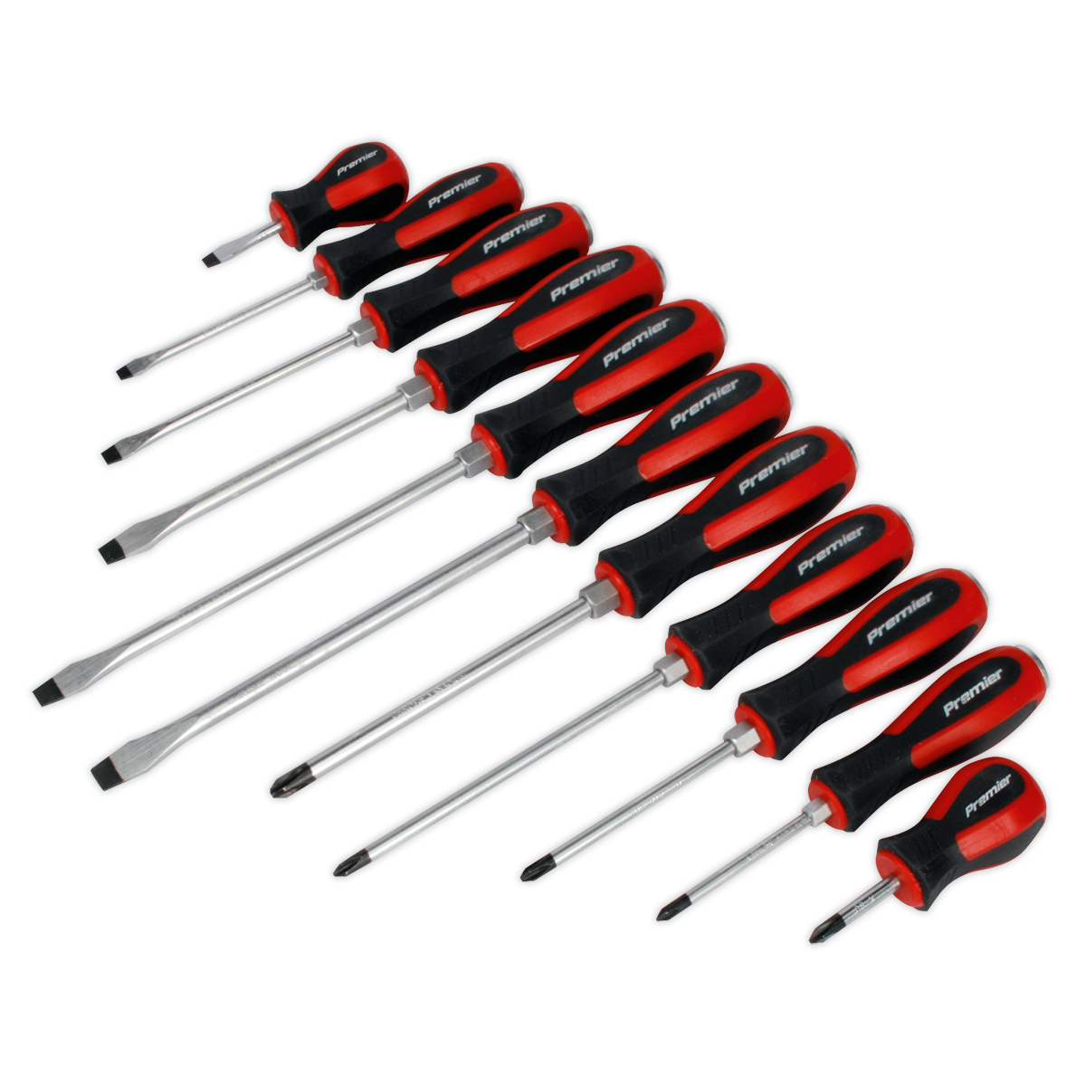 Sealey Screwdriver Set Hammer-Thru Chrome Vanadium Steel Shafts 11 Pieces AK4933