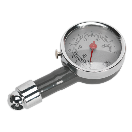 Sealey Dial Type Pressure Gauge With Offset Valve Connector 0-100 PSI TSTPG43