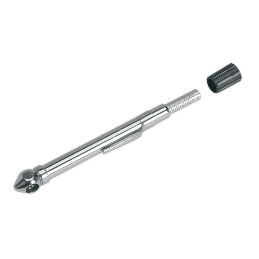 Sealey Tyre Pressure Gauge With Pocket Clip 6-50psi Chromed Steel Body TSTPG9