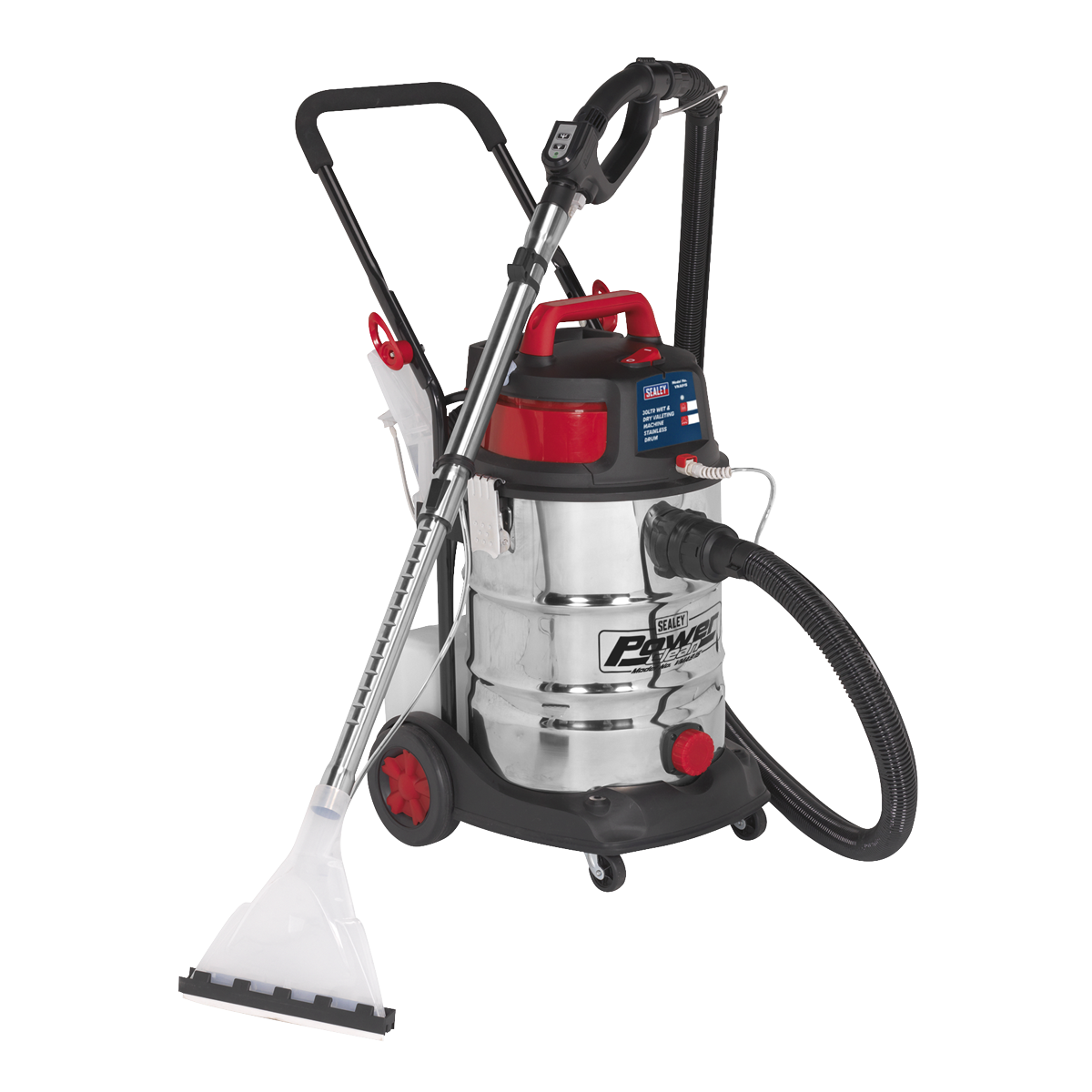 Sealey Valet Machine Wet & Dry With Two Fixed Wheels 30L Stainless Bin VMA915