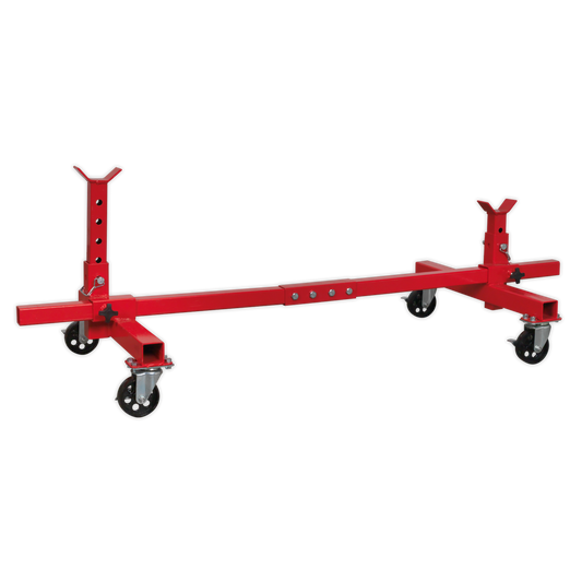 Sealey 900kg Adjustable 2-Post Vehicle Moving Dolly Steel Frame Red VMD001