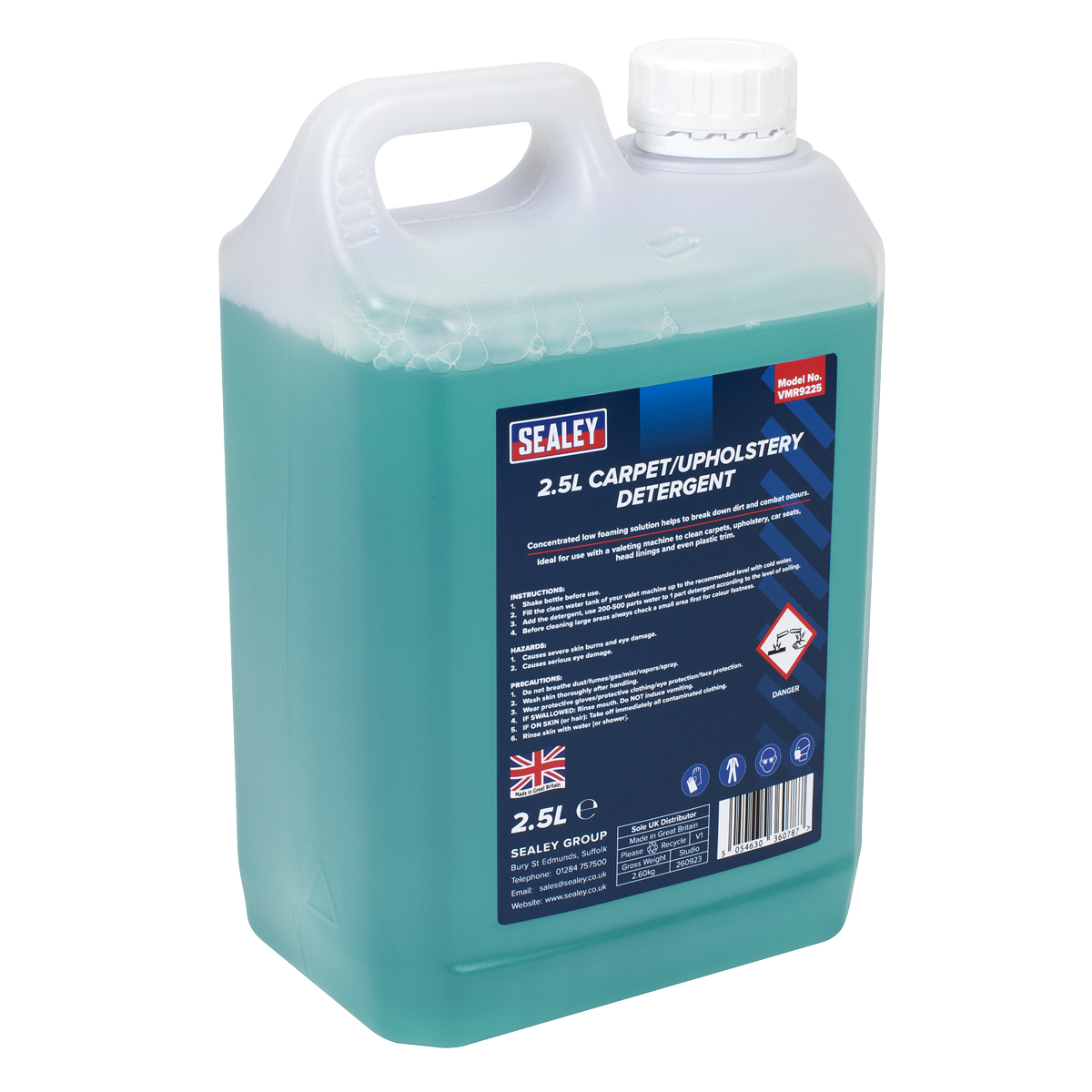 Sealey Carpet Upholstery Detergent Cleaner 2.5L Economisal Low Foaming VMR9225