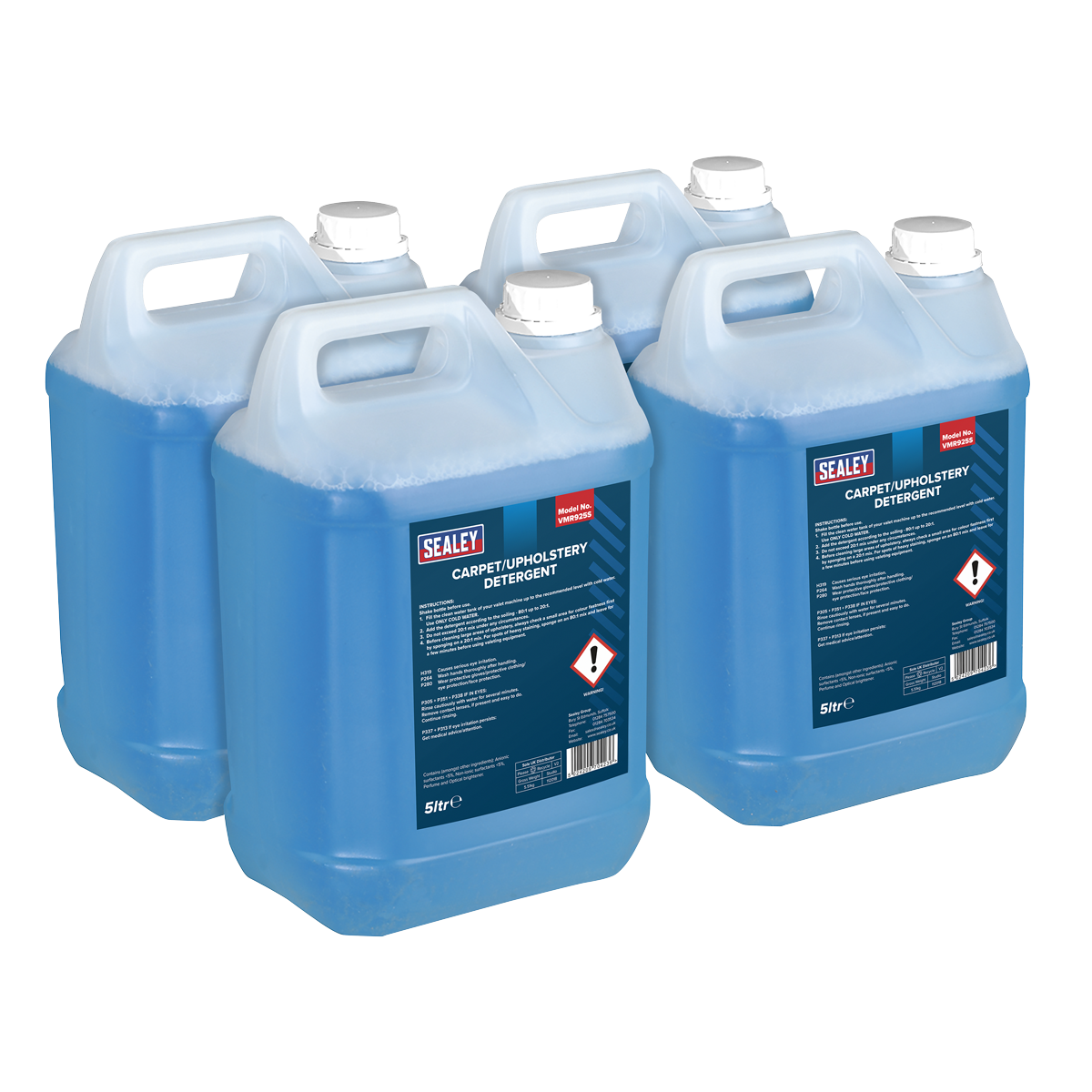 Sealey 20 Litres Carpet & Upholstery Detergent Cleaner Blue Pack of 4 x5L VMR925