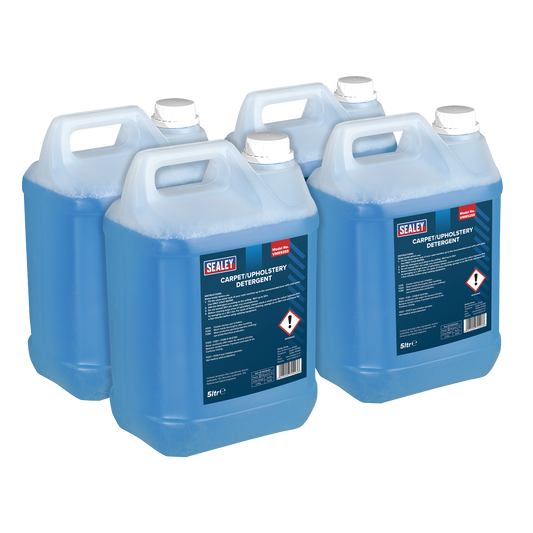Sealey 20 Litres Carpet & Upholstery Detergent Cleaner Blue Pack of 4 x5L VMR925