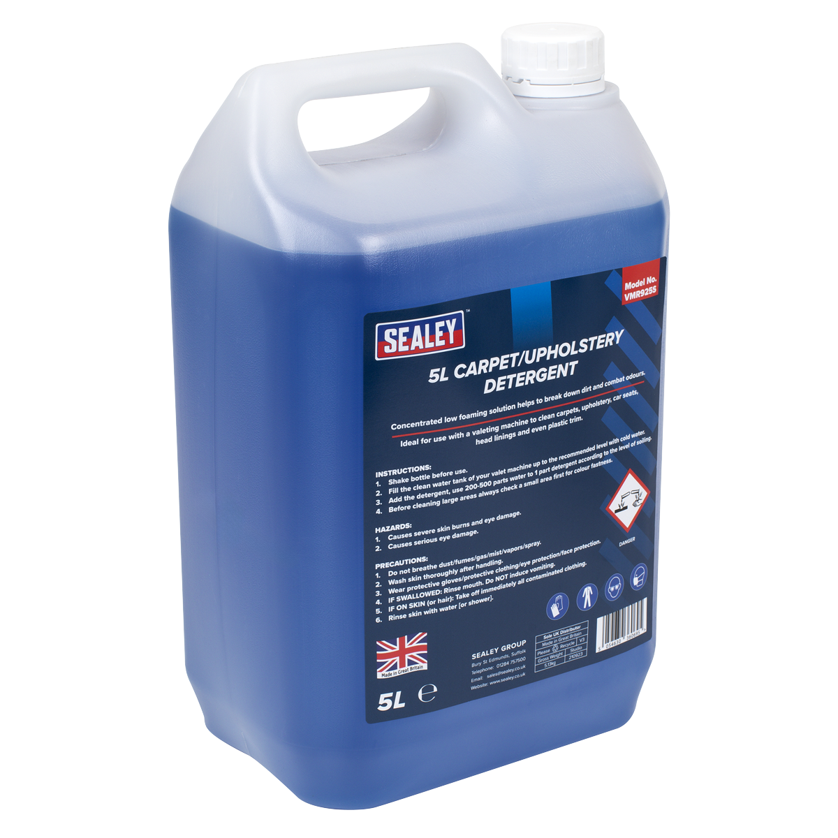 Sealey 5 Litres Carpet & Upholstery Detergent Cleaner For Valeting 5L VMR925S