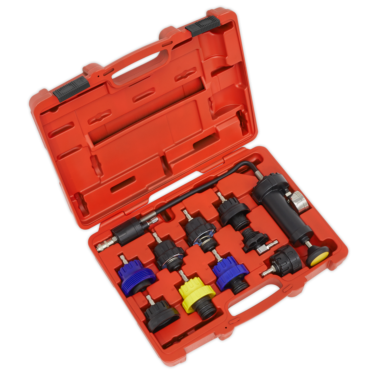 Sealey Cooling System Pressure Test Kit With Pressure Gauge 10 Pieces VS0013