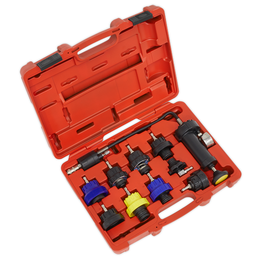 Sealey Cooling System Pressure Test Kit With Pressure Gauge 10 Pieces VS0013