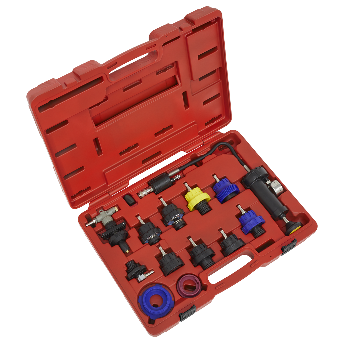Sealey Cooling System Pressure Test Kit With Pressure Gauge 13 Pieces VS0014
