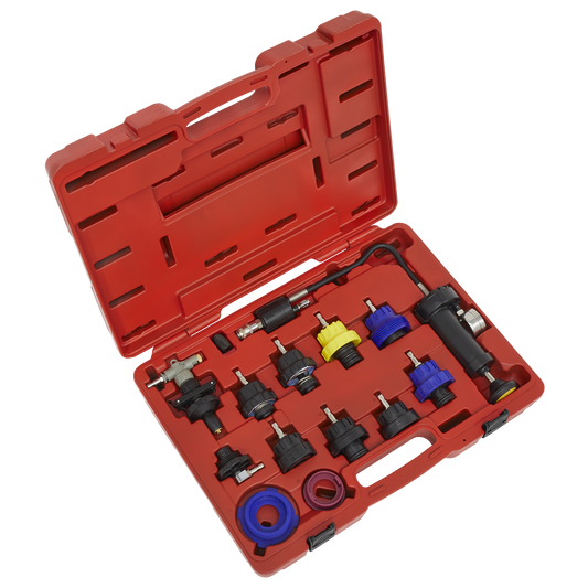 Sealey Cooling System Pressure Test Kit With Pressure Gauge 13 Pieces VS0014