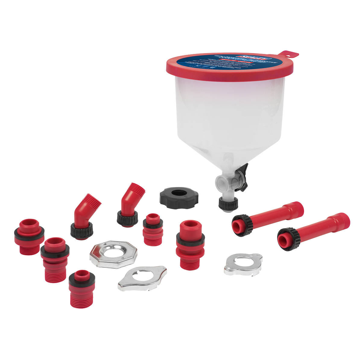 Sealey Automotive Coolant Filling Set Non-Spill Funnel With Switch 15pc VS0045