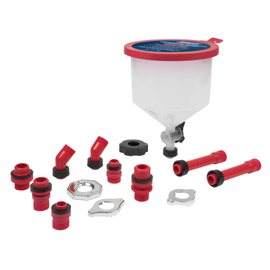Sealey Automotive Coolant Filling Set Non-Spill Funnel With Switch 15pc VS0045