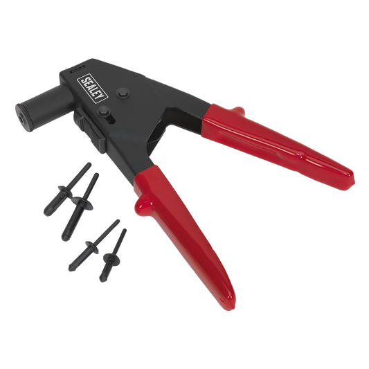 Sealey Plastic Riveting Kit With Universal Nose Piece 220mm - Red/Black AK499