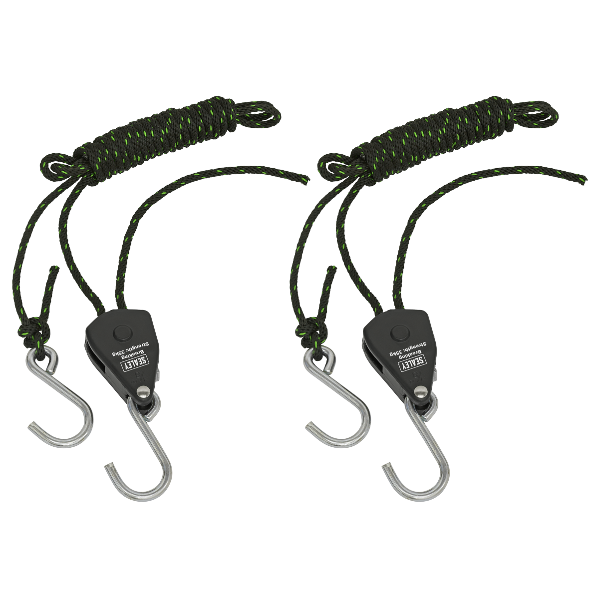 Sealey Parts Hanger Tie Down Ratchet 2m With S-Shaped Hooks 2-Pack VS0118