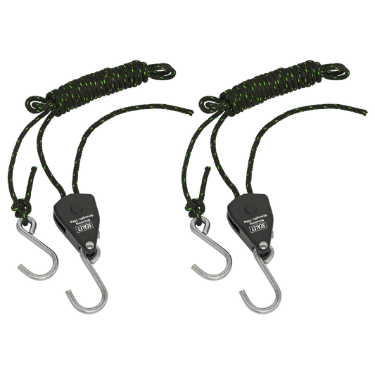 Sealey Parts Hanger Tie Down Ratchet 2m With S-Shaped Hooks 2-Pack VS0118