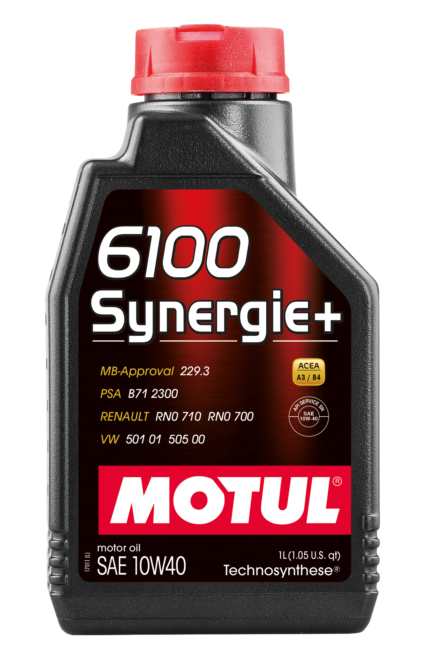 Motul 6100 SYNERGIE+ 10W40 1 Liter Auto Engine Oil 10W-40 Technosynthese 108646