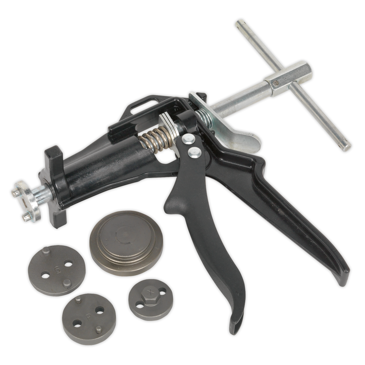 Sealey Brake Piston Wind Back Tool Kit One-Handed Use 5 Pieces - Black VS0211