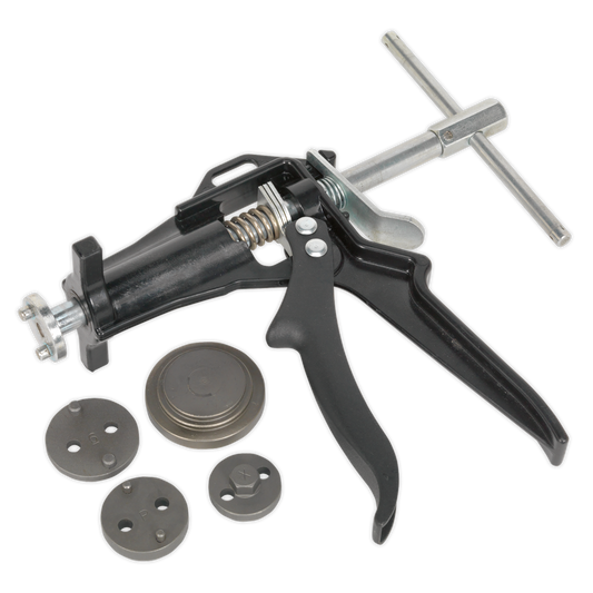 Sealey Brake Piston Wind Back Tool Kit One-Handed Use 5 Pieces - Black VS0211
