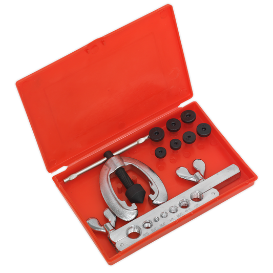 Sealey Pipe Flaring Kit With 2-Piece Screw-Type 45° Flare Press 9 Pieces AK505