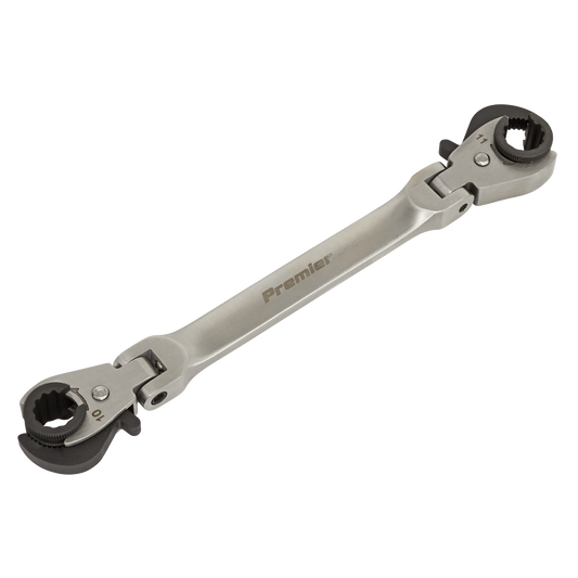 Sealey 10 x 11mm Flexi-Head Ratchet Brake Pipe Spanner Stainless Steel VS0347