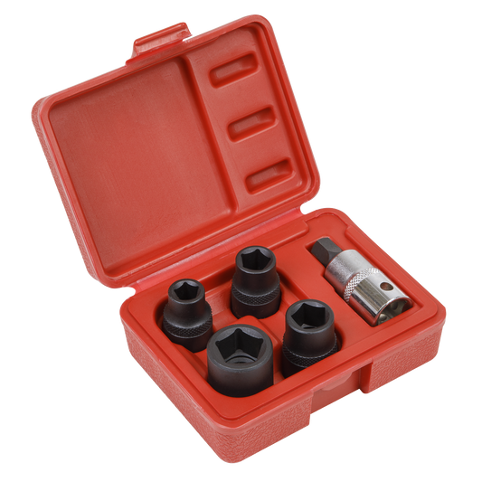 Sealey Brake Caliper Socket Set 5 Pieces 1/2" Square Drive Black/Silver VS0464