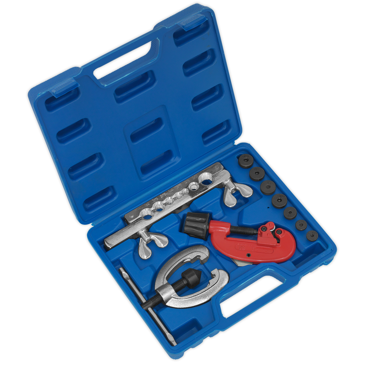 Sealey Pipe Flaring & Cutting Kit With Die-Cast Frame 10 Pieces Tubing Set AK506