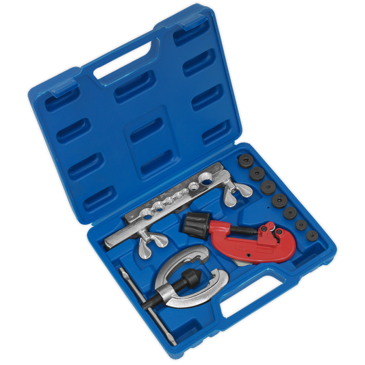 Sealey Pipe Flaring & Cutting Kit With Die-Cast Frame 10 Pieces Tubing Set AK506