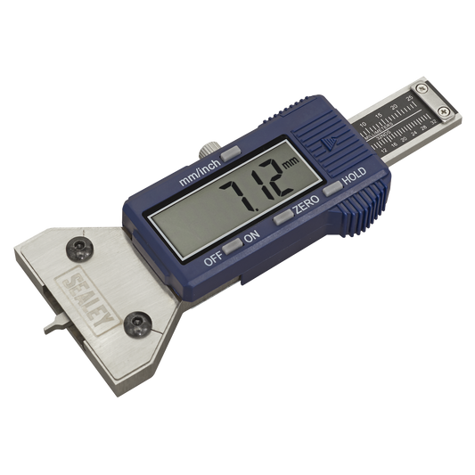 Sealey Digital Tyre Tread Depth Gauge Pin Tip 11mm Digits In LCD Display VS0565