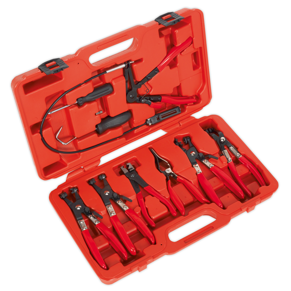 Sealey Hose Clamp Removal Tool Set Vinyl Dipped Handles 9 Pieces VS1662