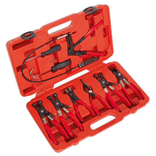 Sealey Hose Clamp Removal Tool Set Vinyl Dipped Handles 9 Pieces VS1662