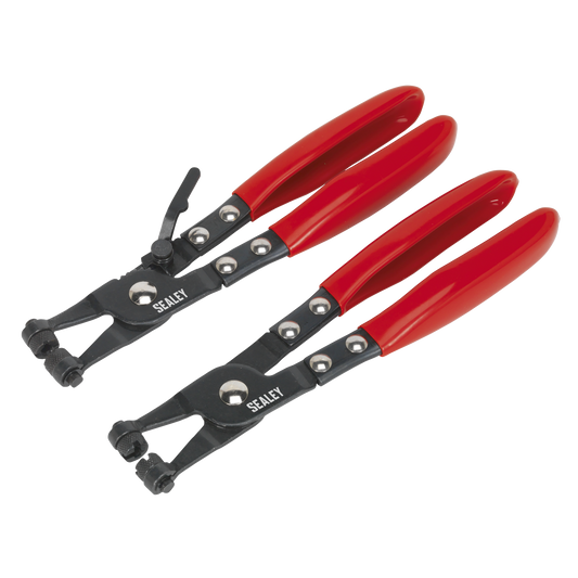 Sealey Hose Clip Pliers Set With Ratchet Locking Mechanism 220mm 2 Pieces VS1665
