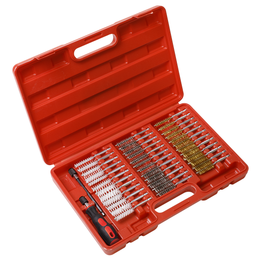 Sealey 38 Pcs Cleaning Brush Set Injector Bore 8-19mm Brush Size Workshop VS1910