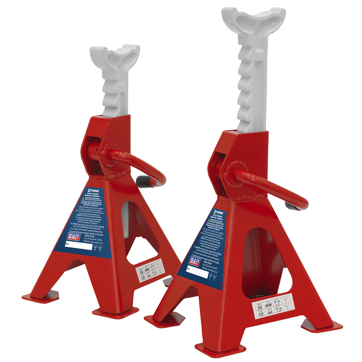 Sealey Load Axle Stands 2 Tonne Capacity/Stand 4 Tonne/Pair Ratchet Type VS2002
