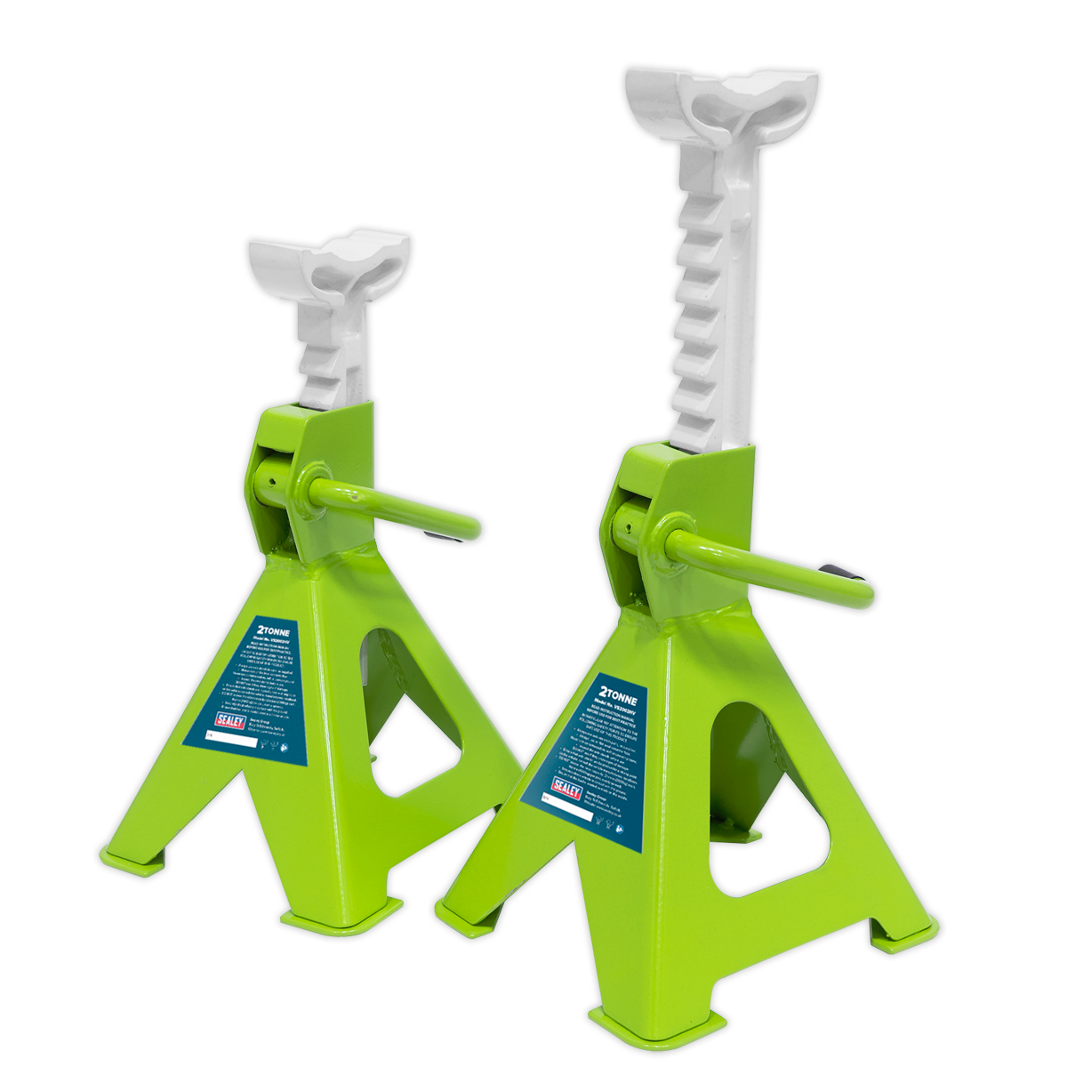 Sealey Load Axle Stands 2 Tonne Capacity/Stand Ratchet Type HiVis Green VS2002HV