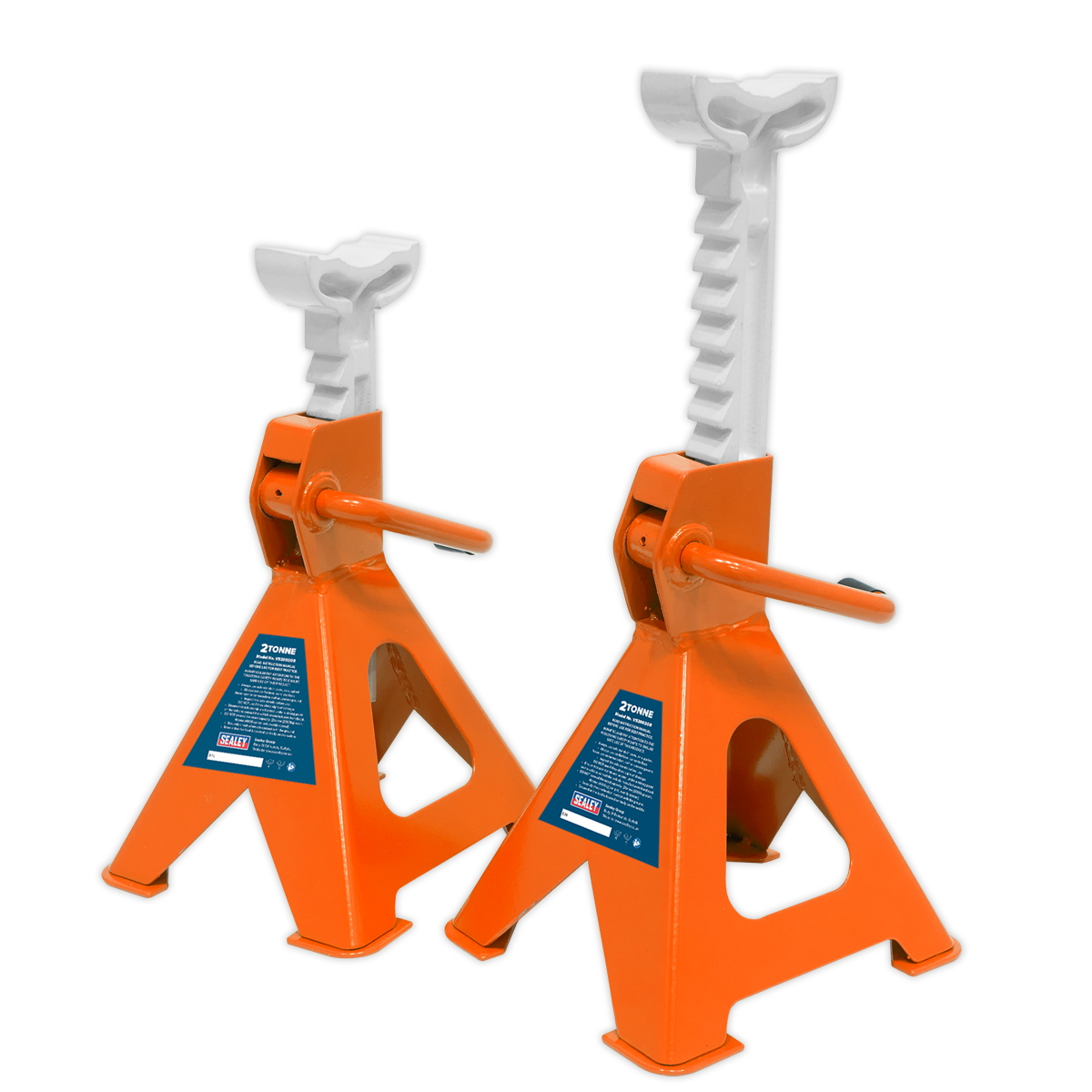 Sealey Load Axle Stands Pair 2 Tonne per Stand Ratchet Type - Orange VS2002OR