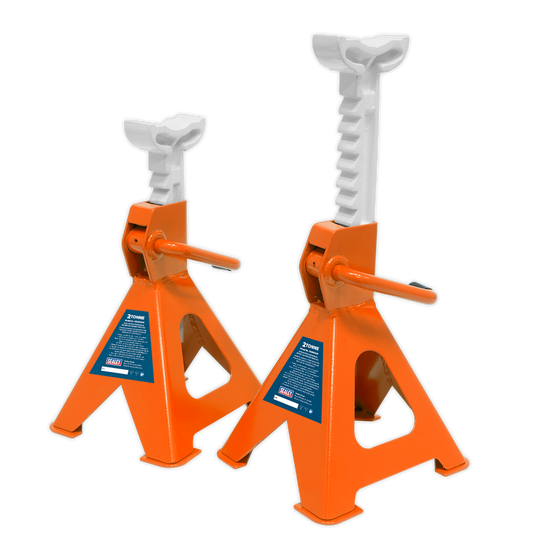 Sealey Load Axle Stands Pair 2 Tonne per Stand Ratchet Type - Orange VS2002OR