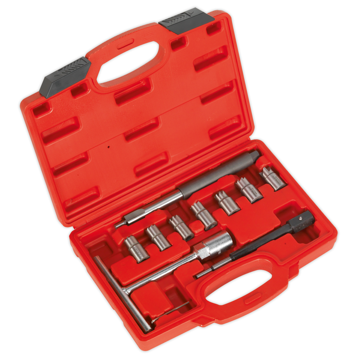 Sealey Diesel Injector Seat Cleaner Set Centring Pilot and T-Handle 10pc VS2055
