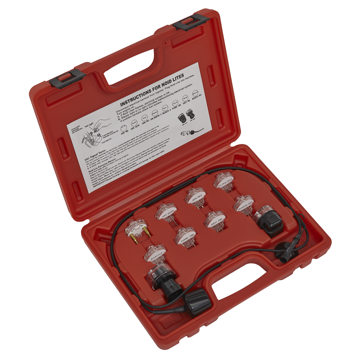 Sealey Noid Light/IAC Test Set Tester 1.3m Fibre Optic Cable 11 Pieces VS2131
