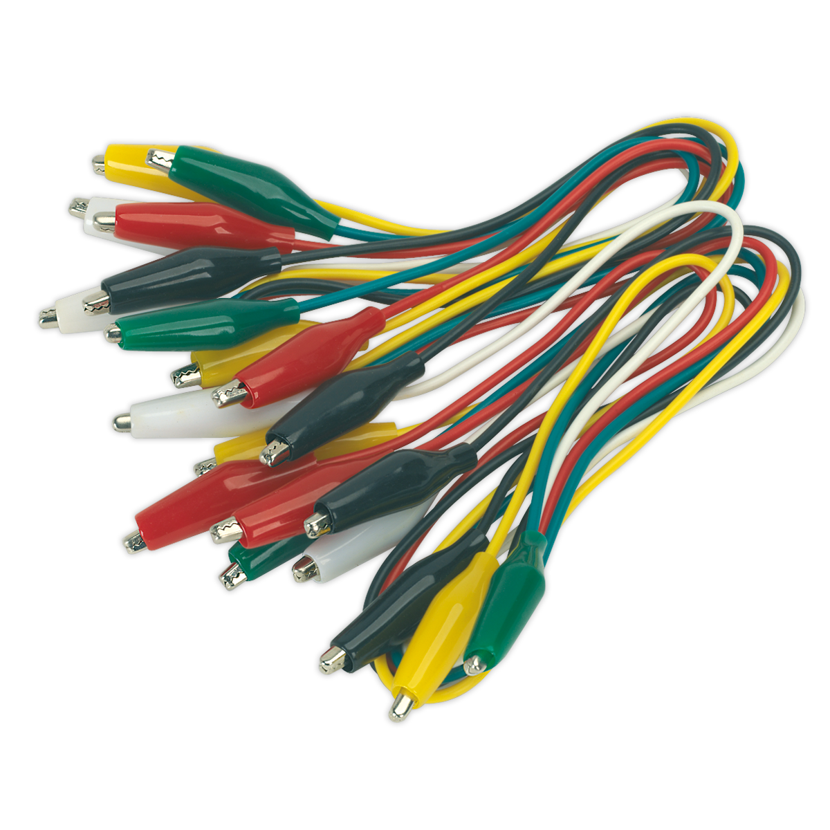 Sealey Jumper Test Lead Set 5 Pairs Coloured Cables With Crocodile Clips VS222