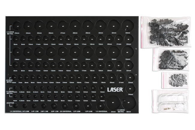 LASER 6963 Socket Drawer Workshop Organiser Tray Steel For 105 Socket Slots