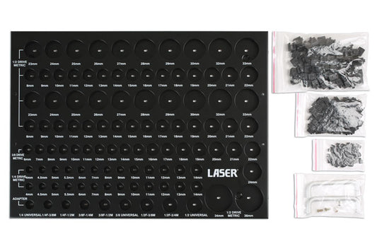 LASER 6963 Socket Drawer Workshop Organiser Tray Steel For 105 Socket Slots