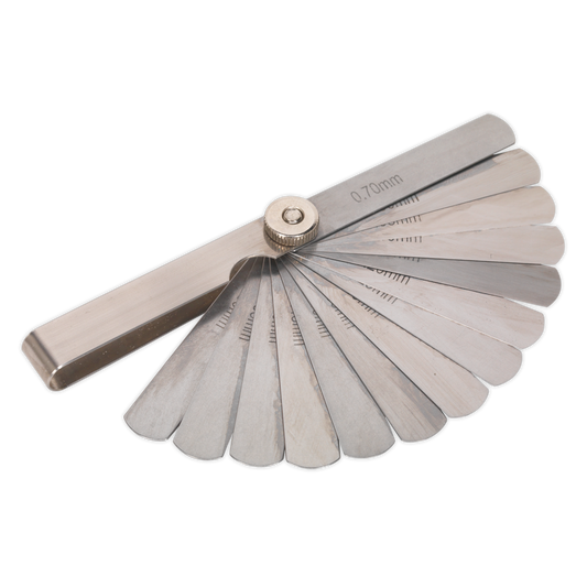 Sealey Feeler Gauge 15 Blade Metric Graduated 0.06 To 0.70mm - Silver VS511