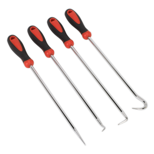 Sealey Pick & Hook Set 4 Pieces Extra-Long Chrome Vanadium Steel VS5210