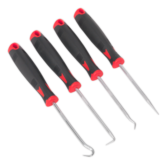 Sealey Miniature Hook & Pick Set Chrome Finish Shafts 4 Pieces Tool AK5214