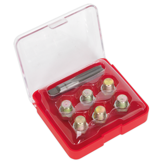 Sealey Oil Drain Plug Thread Repair Kit - M13 x 1.5mm Tap Size Silver VS613