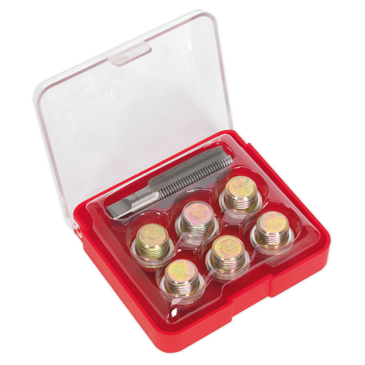 Sealey Oil Drain Plug Thread Repair Kit - M17 x 1.5mm Tap Size Silver VS617