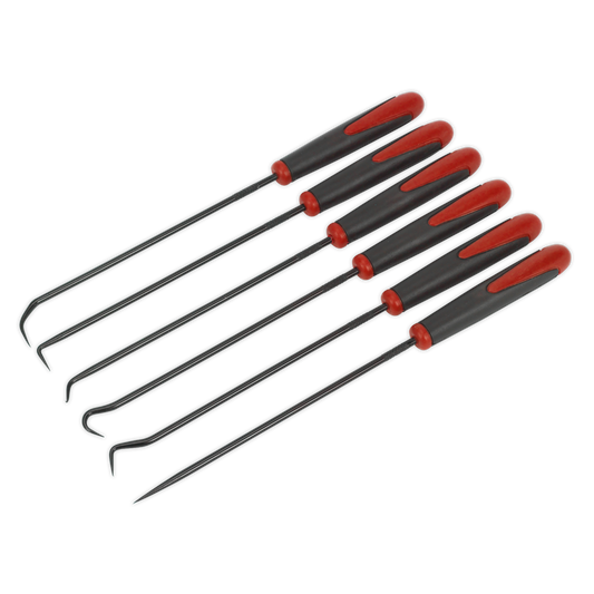 Sealey Pick & Hook Set 6 Pieces Extra-Long Black Finished Steel Shafts AK5215