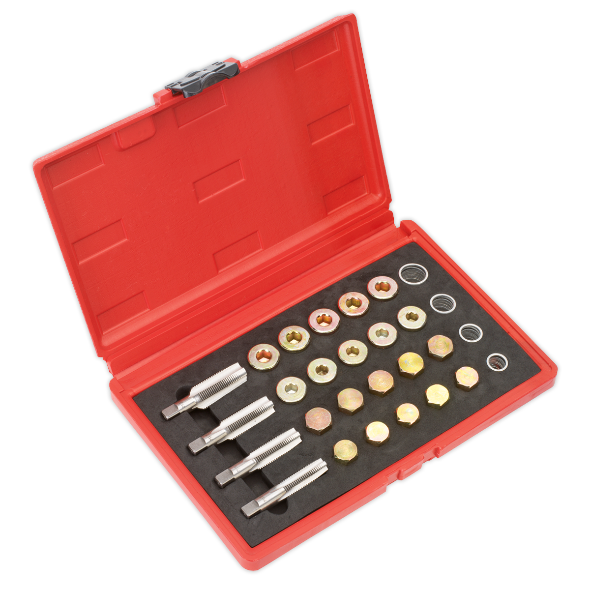 Sealey Drain Plug Thread Repair Set Supplied In Storage Case Silver VS660