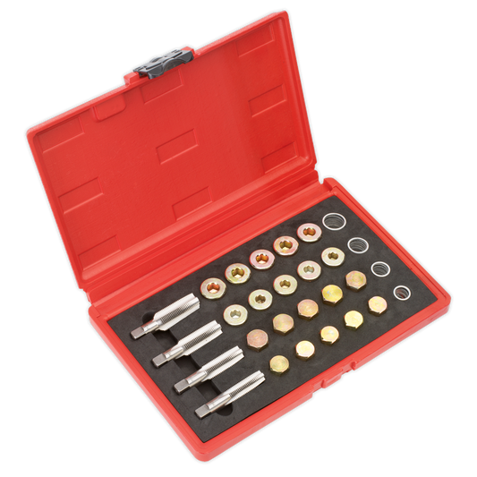 Sealey Drain Plug Thread Repair Set Supplied In Storage Case Silver VS660
