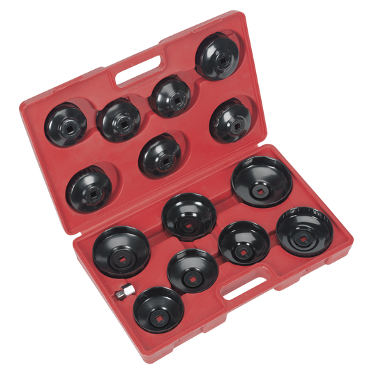 Sealey Oil Filter Cap Wrench Set Electro-Black Oxide Finish 15 Pieces VS7003